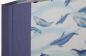 Preview: Notebook with colorful whales motif, blue linen spine